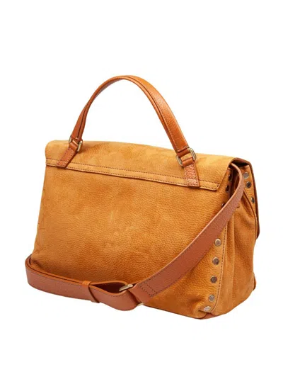 Zanellato Nubuck Messenger Bag That Can Be Carried By Hand, Over The Shoulder, Or Across The Body In Brown