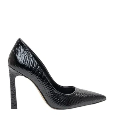 Michael Michael Kors 100mm Snakeskin-textured Pointed-toe Pumps In Black