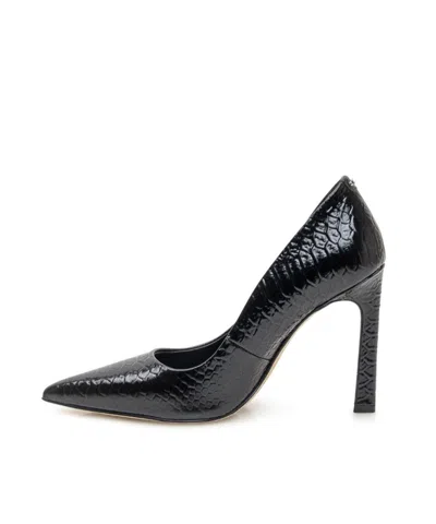 Michael Michael Kors 100mm Snakeskin-textured Pointed-toe Pumps In Black