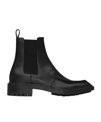 Saint Laurent 25mm Joe Pull-tab Square-toe Chelsea Boots In Black