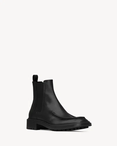 Saint Laurent 25mm Joe Pull-tab Square-toe Chelsea Boots In Black