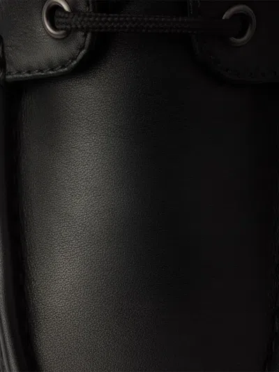 Prada Laced Leather Booties In Black