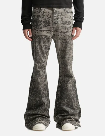 Rick Owens Drkshdw Drkshdw By Rick Owens Distressed Black Flared Denim Pants With Five-pocket Design In Brown