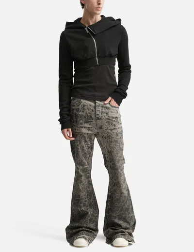 Rick Owens Drkshdw Drkshdw By Rick Owens Distressed Black Flared Denim Pants With Five-pocket Design In Brown
