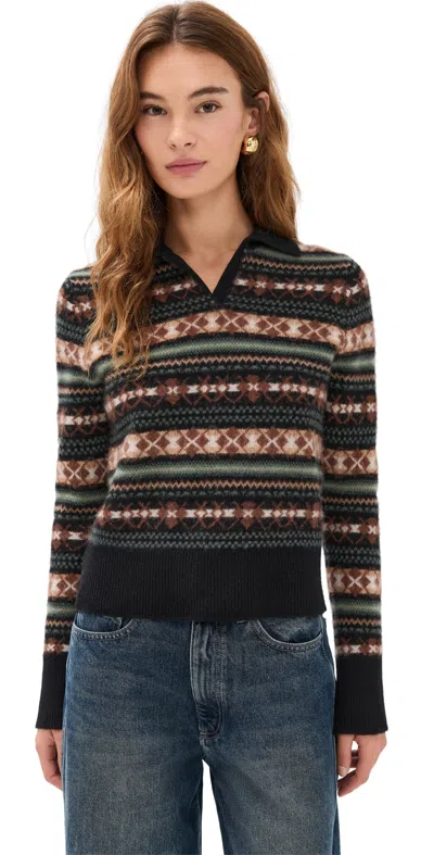 Vince Collared Patterned Sweater In Multi