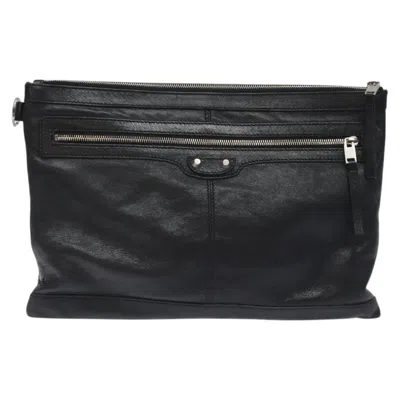 Pre-owned Balenciaga City Black Leather Clutch Bag ()