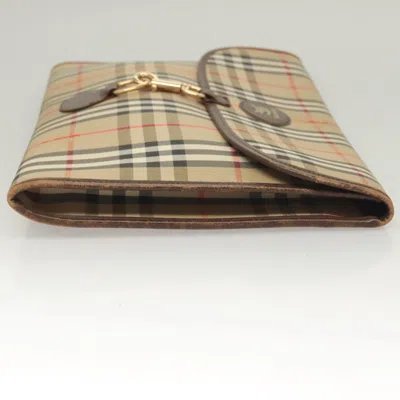 Pre-owned Burberry Nova Check Beige Canvas Clutch Bag ()