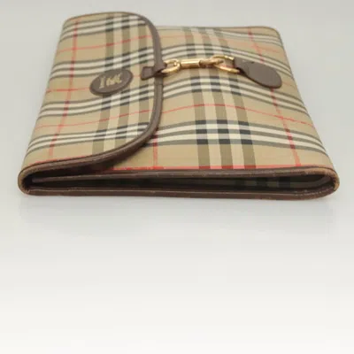 Pre-owned Burberry Nova Check Beige Canvas Clutch Bag ()