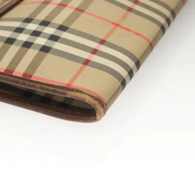 Pre-owned Burberry Nova Check Beige Canvas Clutch Bag ()