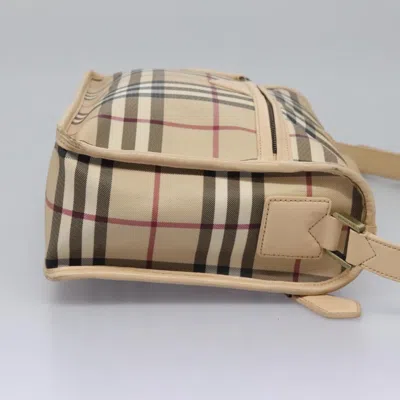 Pre-owned Burberry Nova Check Beige Canvas Shoulder Bag ()