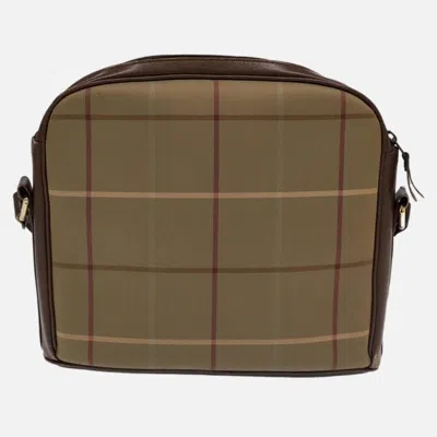 Pre-owned Burberry Nova Check Beige Canvas Shoulder Bag ()