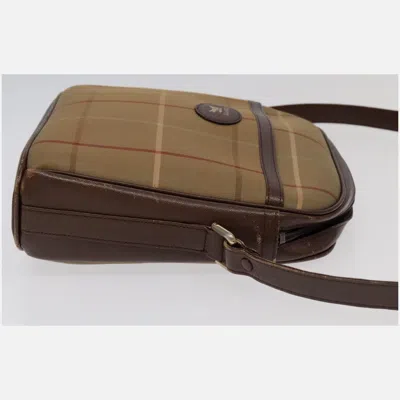 Pre-owned Burberry Nova Check Beige Canvas Shoulder Bag ()