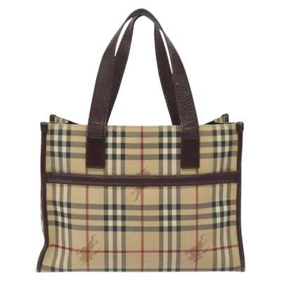 Pre-owned Burberry Nova Check Beige Canvas Tote Bag ()