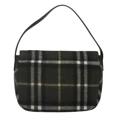 Pre-owned Burberry Nova Check Khaki Wool Shoulder Bag ()