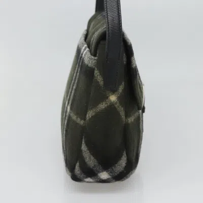Pre-owned Burberry Nova Check Khaki Wool Shoulder Bag ()
