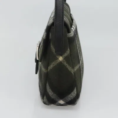 Pre-owned Burberry Nova Check Khaki Wool Shoulder Bag ()