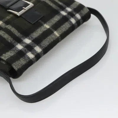 Pre-owned Burberry Nova Check Khaki Wool Shoulder Bag ()
