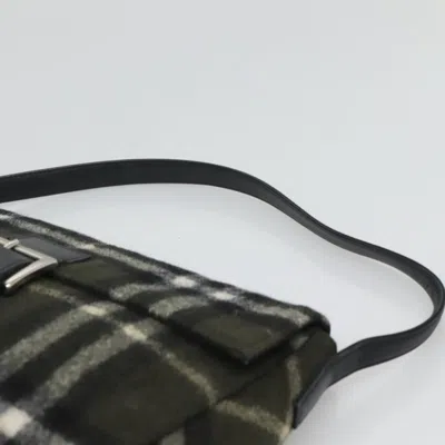 Pre-owned Burberry Nova Check Khaki Wool Shoulder Bag ()
