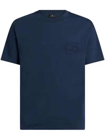 Etro T-shirt With Logo In Blue