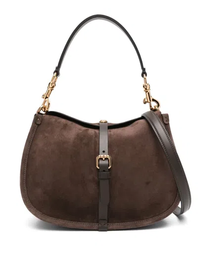 Etro Suede Shoulder Bag In Brown