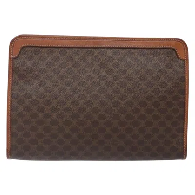 Pre-owned Celine Céline Macadam Brown,gold Pvc Clutch Bag ()