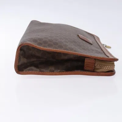 Pre-owned Celine Céline Macadam Brown,gold Pvc Clutch Bag ()