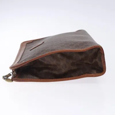 Pre-owned Celine Céline Macadam Brown,gold Pvc Clutch Bag ()