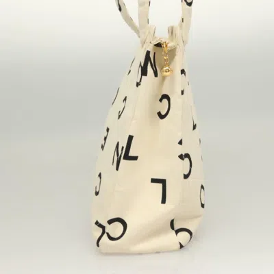 Pre-owned Chanel Cc White Canvas Tote Bag ()