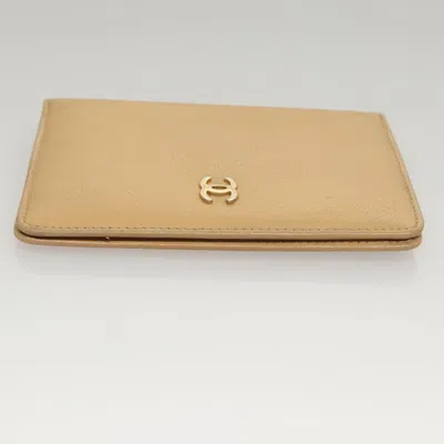 Pre-owned Chanel Coco Mark Beige Leather Wallet  () In Sand