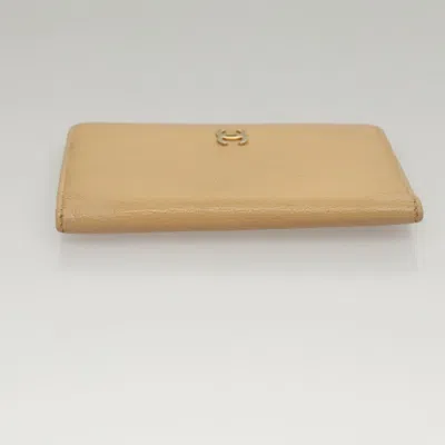Pre-owned Chanel Coco Mark Beige Leather Wallet  () In Sand