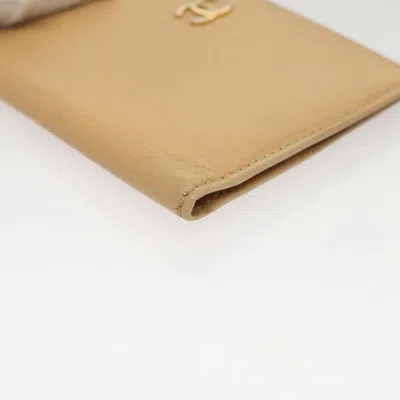 Pre-owned Chanel Coco Mark Beige Leather Wallet  () In Sand