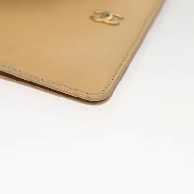 Pre-owned Chanel Coco Mark Beige Leather Wallet  () In Sand