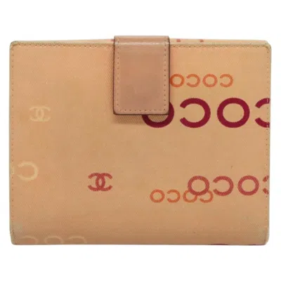 Pre-owned Chanel Coco Mark Pink Canvas Wallet  ()