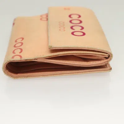 Pre-owned Chanel Coco Mark Pink Canvas Wallet  ()