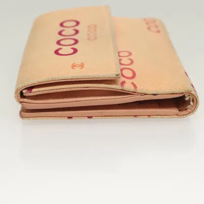 Pre-owned Chanel Coco Mark Pink Canvas Wallet  ()