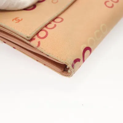 Pre-owned Chanel Coco Mark Pink Canvas Wallet  ()
