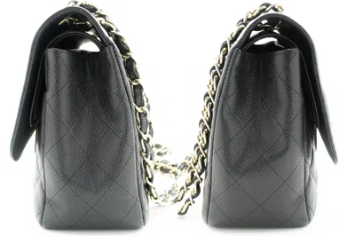 Pre-owned Chanel Double Flap Black Leather Shoulder Bag ()