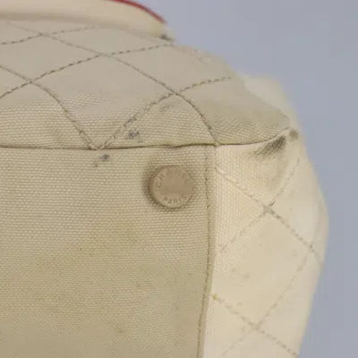 Pre-owned Chanel Numero 5 White Canvas Tote Bag ()