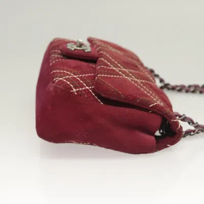 Pre-owned Chanel Single Flap Burgundy Suede Shoulder Bag ()