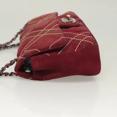 Pre-owned Chanel Single Flap Burgundy Suede Shoulder Bag ()