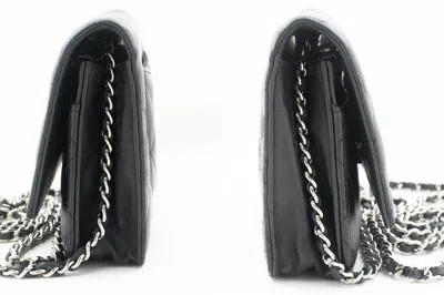 Pre-owned Chanel Wallet On Chain Black Leather Shoulder Bag ()
