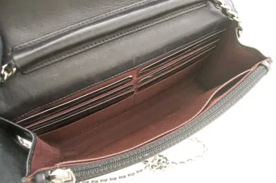Pre-owned Chanel Wallet On Chain Black Leather Shoulder Bag ()
