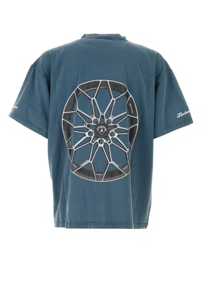 Balenciaga Lamborghini Oversized Printed Cotton-jersey T-shirt In Blue