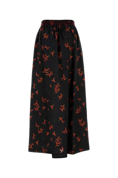 Fendi Floral Maxi Skirt Made From Linen In Multi