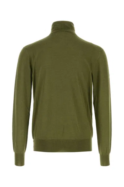 Saint Laurent Cashmere Blend Turtleneck Sweater With Long Sleeves In Green