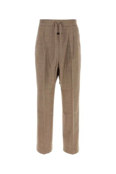 Fear Of God Wide Leg Wool Trousers Featuring Pockets In Brown