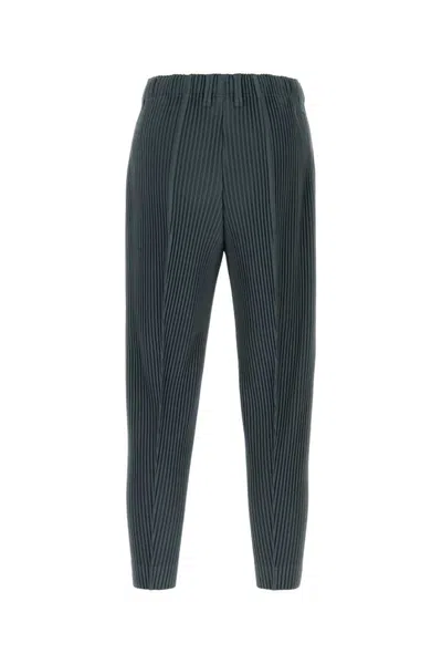 Issey Miyake Homme Plisse'  Teal Green Polyester Pant In Blue