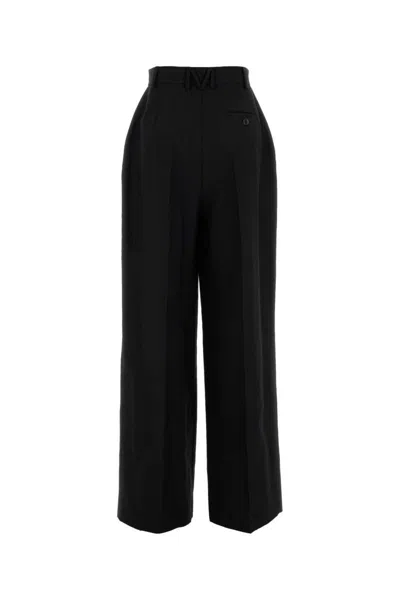 Moschino Wide-leg Trousers In Black Virgin Wool With Double Pleat Design In Black