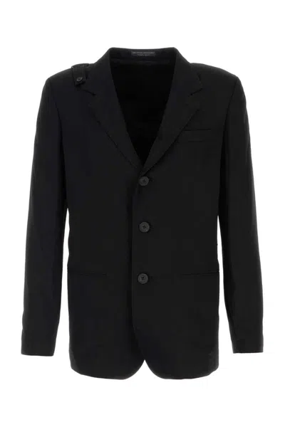 Yohji Yamamoto Tailored Wool Blazer Notch Lapel In Black