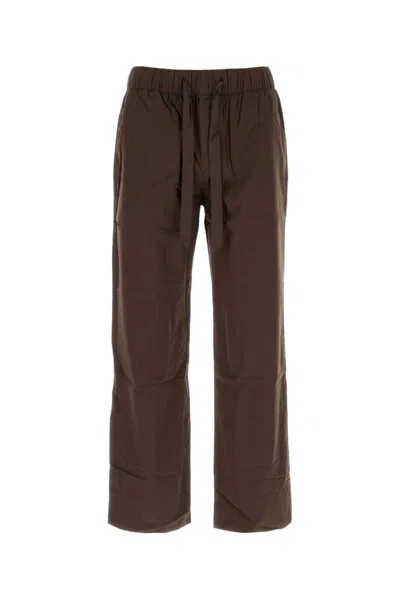 Tekla Drawstring Poplin Pyjamas Bottoms In Brown